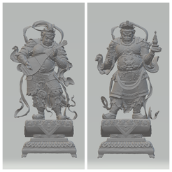 Blank-2-Grids-Collage.png STL file Four Heavenly Kings 3D print model・3D printing model to download