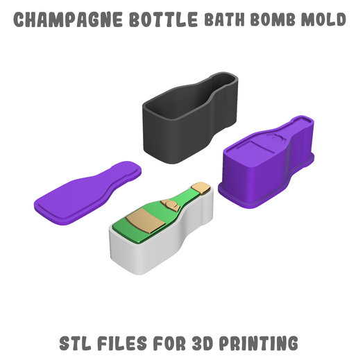 Champagne bottle bath bomb mold 3D model