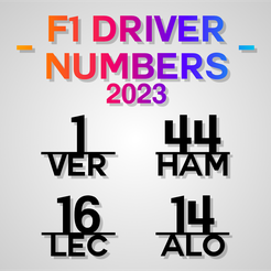 F1-Driver-numbers-2023.png 3MF file 2023 F1 Driver Numbers・Template to download and 3D print