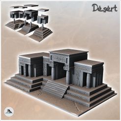 1-PREM.jpg Wüstengebäude mit breiter Zugangstreppe und Säulen (12) - Canyon Sandy Landscape 28mm 15mm RPG DND Nomad Desertland African
