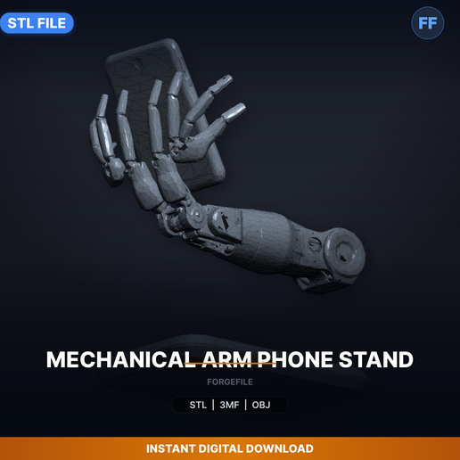 Mechanical Arm Phone Stand - 3D Printable STL File