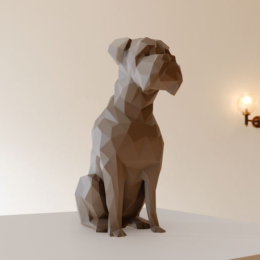 STL file boxer sitting low poly stl 🐕 ・3D printer model to download・Cults