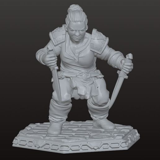 Enana-3.jpg Dwarf 3 Runnedar - Figura de cartão - OBJ - Impressão 3D em resina