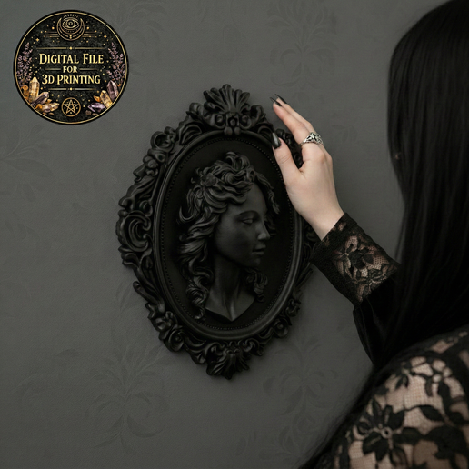 Gothic Baroque Wall Plaque STL – Dark Victorian Decorative Relief for 3D Printing