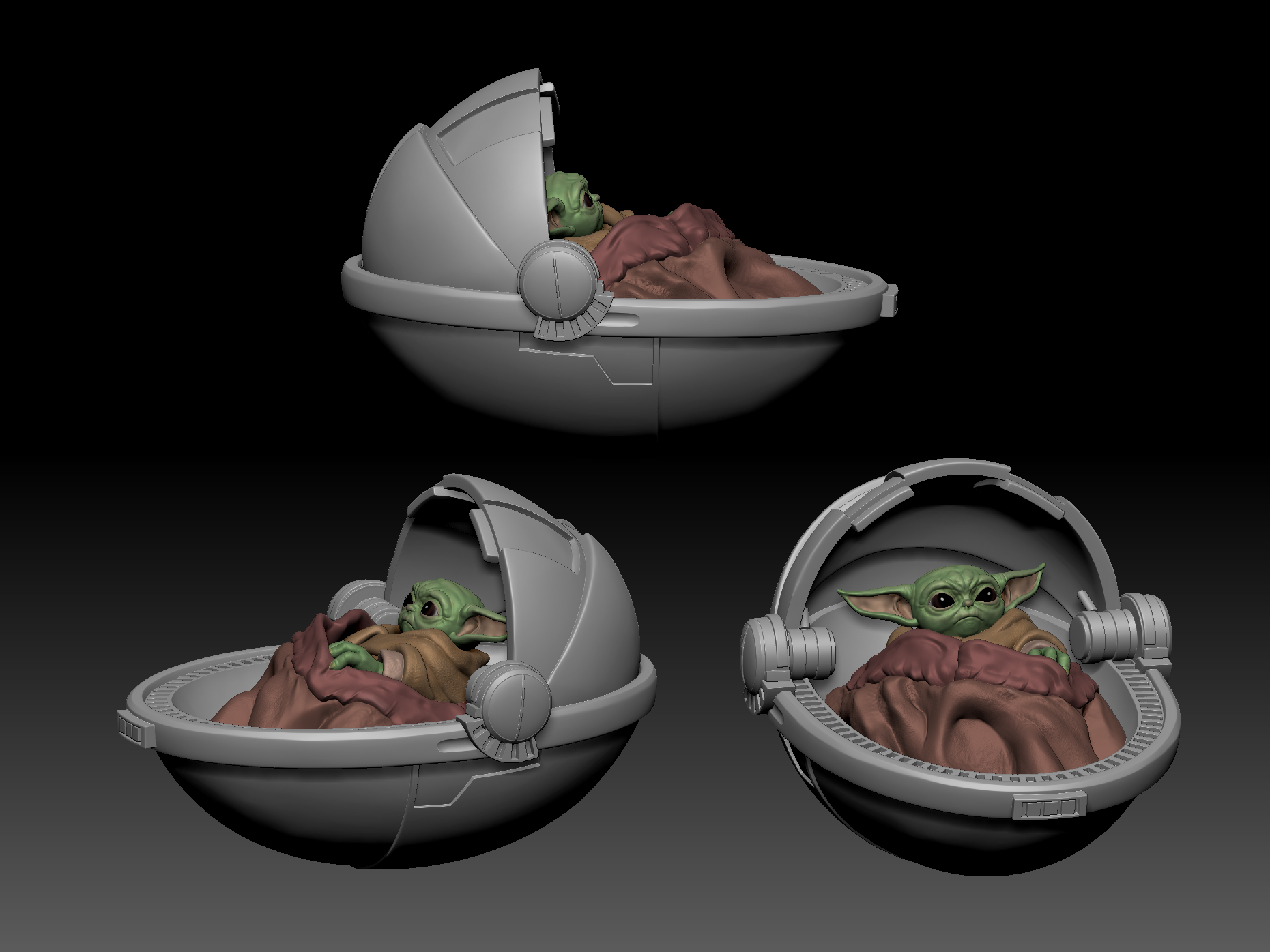vistasyoda.png Fichier STL Baby Yoda "GROGU" L'enfant - Le Mandalorien - Impression 3D - 3D FanArt・Modèle à imprimer en 3D à télécharger, HIKO3D