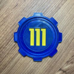 1.jpg Free STL file Vault 111 Drink Coaster・Object to download and to 3D print