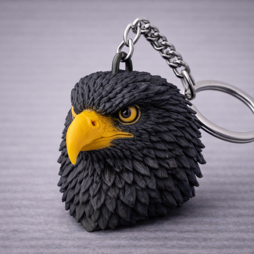 Eagle Head Keychain STL – Detailed Bald Eagle 3D Print Model – FDM Optimized