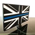 20231002_133436.jpg UK The Thin Blue Line Double Sided Flag Police Law Enforcement Memorial Union Jack With Stand.