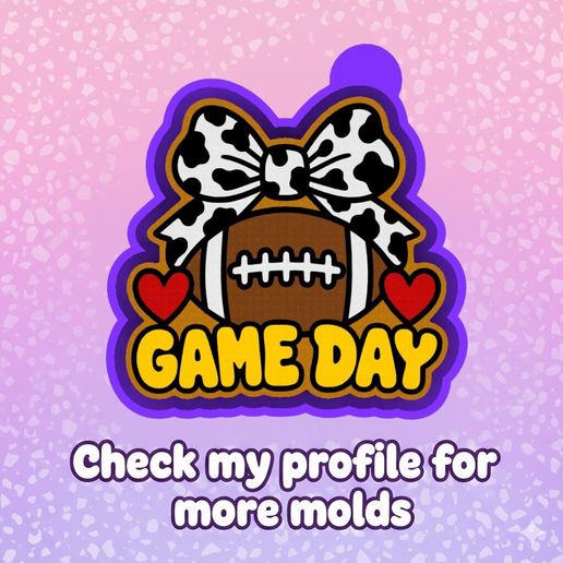 ✨ Game Day Football Cow Print Bow – Freshie, Resin & Candle Mold 🏈🎀❤️✨
