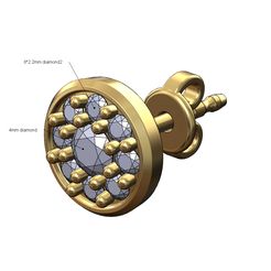 8*2.2mm diamond2 4mm diamond Archivo STL Pendiente redondo de 4mm de diamante en forma de racimo para imprimir en 3D・Diseño imprimible en 3D para descargar