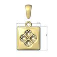 Diamond-cluster-clover-Square-14x14mm-cushion-pendant-charm-05.jpg Square cushion trébol diamante racimo colgante encanto con fianza modelo de impresión 3D