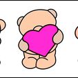 Ositos-ILU.jpg Set of 3 I LOVE U 8 cm teddy bear cookie cutters in 2 dough thickness options.