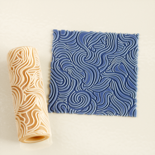 Flowing Wave Texture Roller STL File – Seamless Pattern – Digital Download