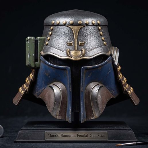 Boba Fett Samurai Helmet STL File Wearable Sci-Fi Cosplay Helmet 3D Print Model