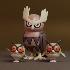 hoothoot-line-render.jpg Pokemon - Hoothoot and Noctowl with 2 poses