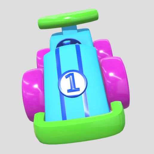 3D Cartoon Toy Race Car with Vibrant Colors 3D model