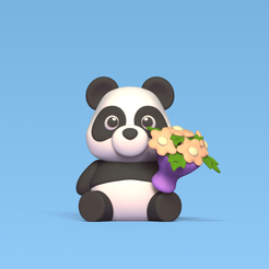 Panda-Bouquet1.png Fichier 3D Bouquet de pandas・Design imprimable en 3D à télécharger