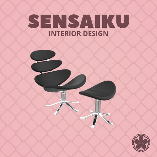 Miniature Replica 1:12 Poul M. Volther 31. Corona Chair And Ottoman for Miniature Dollhouse - 3D Print Instant Download - Miniature Furniture Designer Series