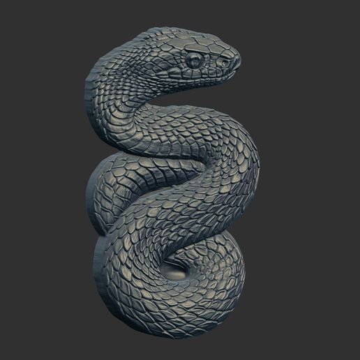 Coiled Viper Sculpture – High-Detail 3D Printable Snake Model