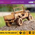 JP-W-2.jpg Carro de guerra 4x4 con remolque planos corte láser madera mdf aglomerado de 3mm truck  modelo 3d para armar Laser Cut 3D Puzzle DIY png svg