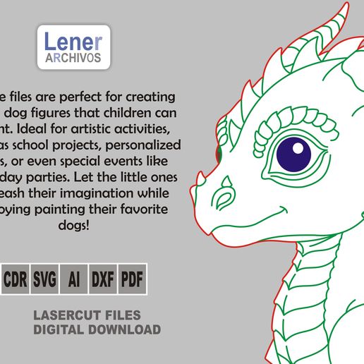 🐉 Cute Dragon Laser Cut Bundle / SVG DXF CDR PDF / MDF Wood・Archivo DXF ...