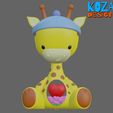 GIRAFFE-06.jpg STL-Datei Sunny die niedliche Giraffe mit Sonnenblumen, Rosen und einem großen Herz zum Aufdrucken ohne Stützen・3D-druckbares Modell zum Herunterladen