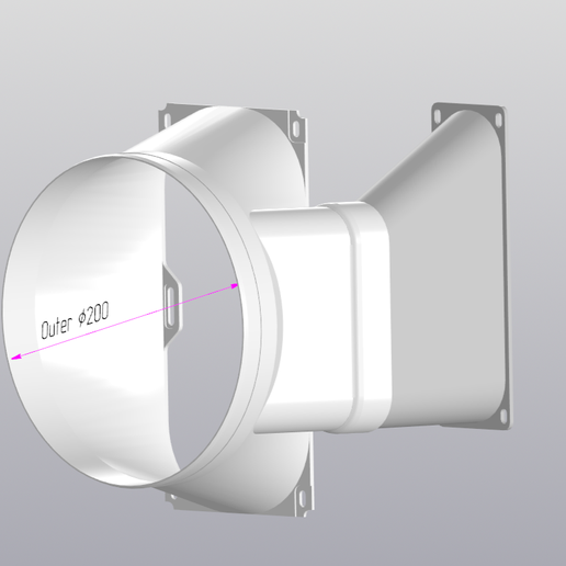 ASIC L9 / S19 Intake + Exhaust Air Duct Flange Kit 200mm with PSU Cooling - STL for 3D Printing