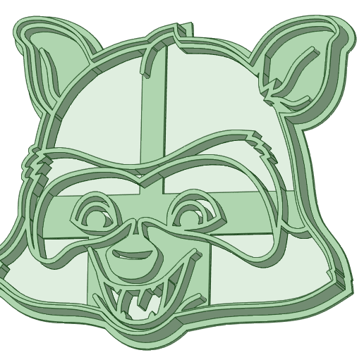 Raccoon RJ cookie cutter - 3D model önizlemesi