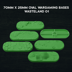 70x25.png 70MM X 25MM OVAL WARGAMING BASES - WASTELAND 01