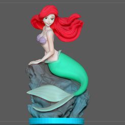 0.jpg Fichier STL ARIEL PETITE MERMAÏDE STATUE DE PERSONNAGE D'ANIMATION DE DISNEY princesse・Objet imprimable en 3D à télécharger, figuremasteracademy
