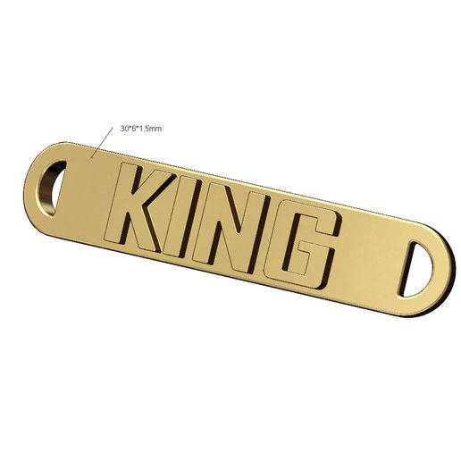 King rounded plate tag 3D print model 3D model