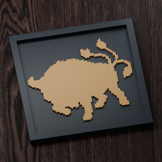 Tauros - Pokemon Silhouette Frame | Gen 5 sprite style | STL