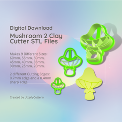 Cover-7.png 3D file Mushroom 2 Clay Cutter - Toadstool Cottage core STL Digital File Download- 9 sizes and 2 Earring Cutter Versions, cookie cutter・3D printer design to download
