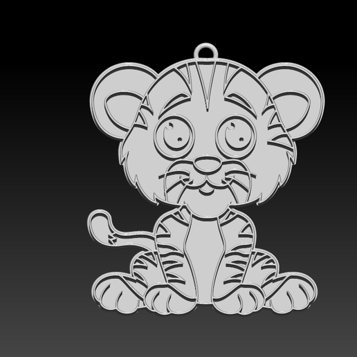 Tiger Keychain Print In Place 3D model