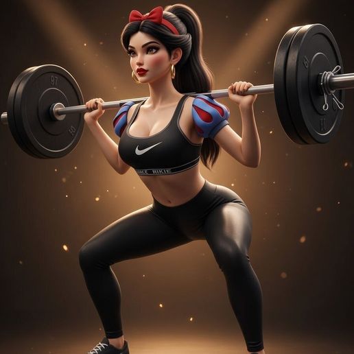Snow White Gym Barbell Squat 3D model by Da_Vinchi3D