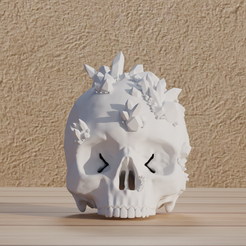 0001.png 3D file File: Reproduction of a human skull with crystals in STL digital format・3D printing template to download