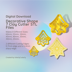 Cover-7.png 3D file Decorative Shape 7 Clay Cutter - Vintage Flower STL Digital File Download- 8 sizes and 2 Earring Cutter Versions, cookie cutter・3D print design to download