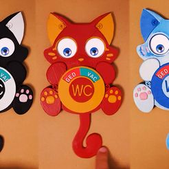 Cat3.jpg 3D file Cat- WC sign (now with a slot for magnets)・3D printable model to download