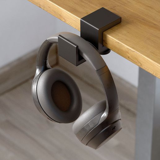 🎧 3D-Printable Headphone Holder with Screw Clamp Desk Mount