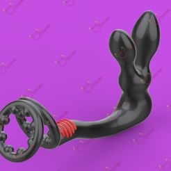 Bunny-cock-ring-with-point-g-masagger01.jpg OBJ file Bunny prostate massager・Design to download and 3D print
