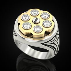 Drum-revolver-ring-1.jpg STL file Drum revolver ring・3D printing idea to download