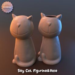 sc1.jpg Silly Cat Figurine&Vase