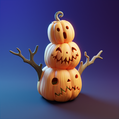 3Pumpkins.png Fichier STL Pile de citrouilles sculptées - Halloween・Modèle imprimable en 3D à télécharger