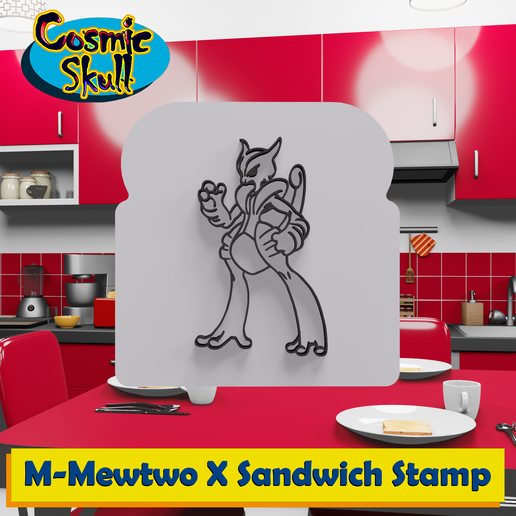Mega-Mewtwo X Sandwich Stamp 3D model