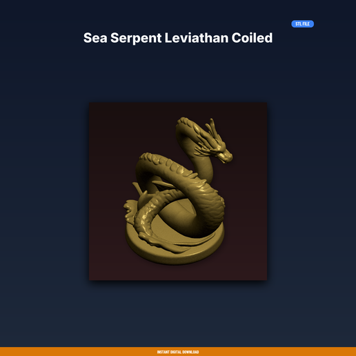 Sea Serpent Leviathan Coiled - 3D Printable STL File