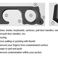 Door_Opener_Extended_Specs_English.jpg Free STL file Corona-Gadget: Door Opener with keyring and case・3D printing design to download