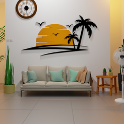 sunset2.png STL file sunset wall decor・Model to download and 3D print
