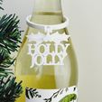 HollyJollyBerriesWineBottleGiftTag3DPrintOnWineBottlePhoto2.jpg Holly Jolly Berries - Christmas Winter Holiday Alcohol & Wine Bottle Gift Tag