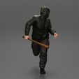 3DG-0003.jpg gangster man in hoodie fears running and holds a baseball bat
