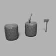 2.jpg 1/12 Scale Miniature Axe and Log STL Set for Dollhouses and Miniature Projects (commercial license)